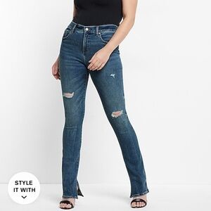 MID RISE DARK WASH SKYSCRAPER JEANS